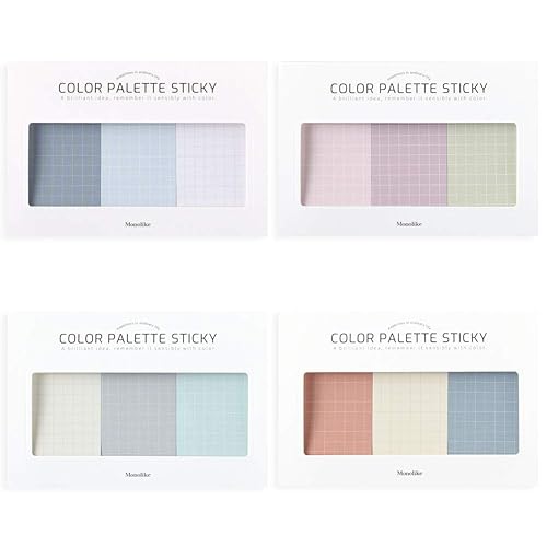 Monolike Color Palette Sticky Grid 300 D Set 4p - Self-Adhesive Memo Pad 30 Sheets - Grid 300 C