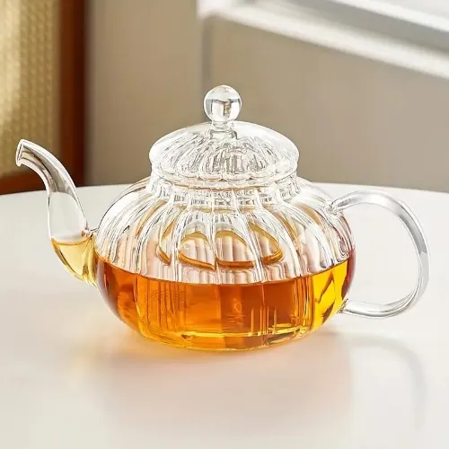Pumpkin Glass Teapot