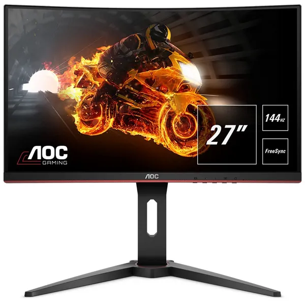 AOC C27G1 27" Curved Frameless Gaming Monitor FHD 1080p, 1800R VA panel, 1ms 144Hz, FreeSync, DP/HDMI/VGA, Height adjustable, VESA, 3-Year Zero Dead Pixels,Black
