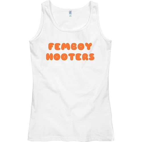 Femboy Hooters Tank Top: Ladies Semi-Fitted Gildan Tank Top - Medium - White