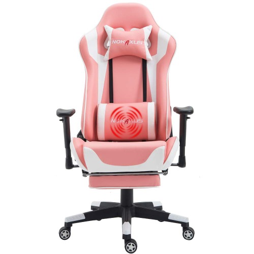 NOKAXUS - Sedia da Gioco Schienale Alto ed ergonomico Cuscino Lombare con Massaggio (Yk-6008-pink)