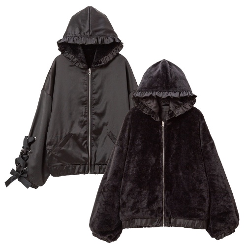 リバーシブルリボンブルゾン | オールブラック / LL-3L