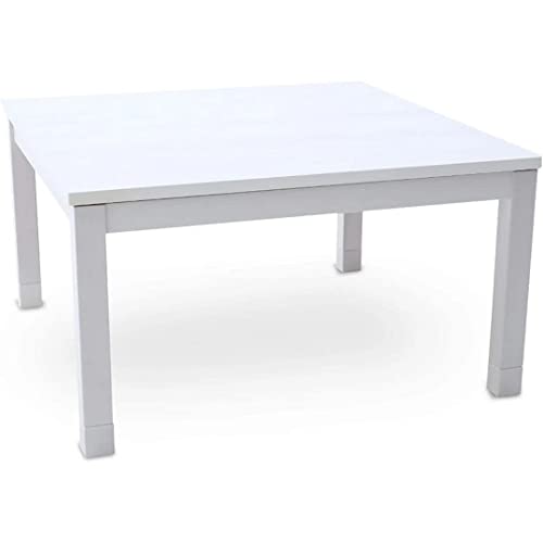BJDesign Kotatsu - Japanese Heated Table - Wooden Chabudai Furniture with 120V Electric Heater - Low-Lying Dining and Work Desk with Temperature Control Knob (29x29in, White) - 29x29in - White-n