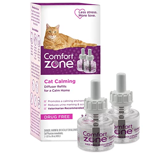2 Refills | Comfort Zone Cat Calming Pheromone Diffuser Refill (60 Days) for a Calm Home | Veterinarian Recommended | De-Stress Your Cat and Reduce Spraying, Scratching, & Other Problematic Behaviors - 2 refills
