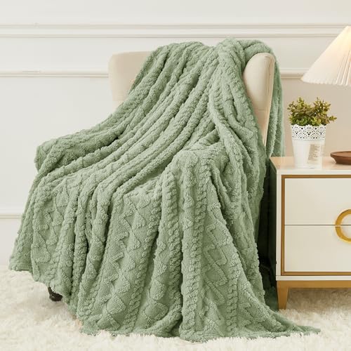 Aganear Fleece Throw Blanket - Cozy Soft Lightweight Fuzzy Throw Blanket for Women Portable Throw Blankets for Couch, Warm Present for Birthday, Christmas, Halloween, Housewarming(50"x60", Sage Green) - Sage Green - Throw(50×60in)