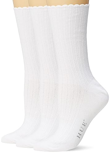 HUE Women's Scalloped Pointelle Sock - One Size - White