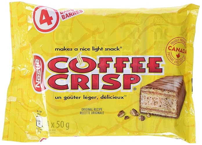 Canada Candy Coffee Crisp Chocolate Bar 4 x 50gram Bars. Imported from Canada. (Basic) - 4 Count
