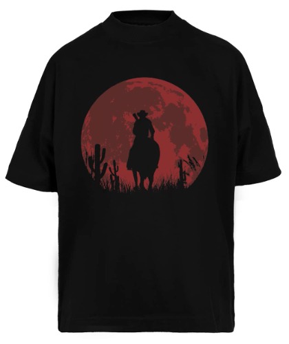 Rode Maan Zwart Oversized T-Shirt Baggy Unisex T-Shirt - 3XL