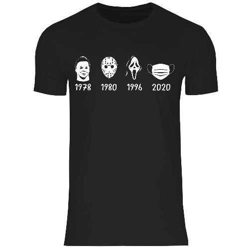 wowshirt Heren T-shirt A History of Horror Mask Halloween-film Jason-serie midden - 4XL - Zwart
