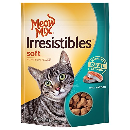 Meow Mix Irresistibles Soft Cat Treats, Salmon, 3 Ounce Bag (Pack of 5),Brown - Soft - Salmon - 3 Ounce (Pack of 5)