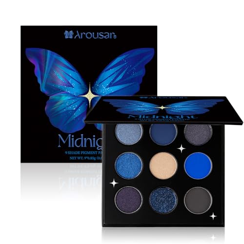 Arousar Eyeshadow Palette, Matte Shimmer Glitter Blue Eye Makeup Palette, Highly Bold Pigmented Pressed Powder Palette, Natural Velvet texture Midnight - 04.midnight