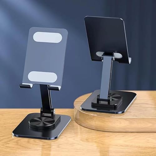 Carbon Steel Foldable Desktop Phone Holder, 360-degree Rotating Phone Stand, Fully Adjustable Phone Holder, Content Creator Tool, Suitable for iPhone,iPad,Tablet and Other Smart Devices