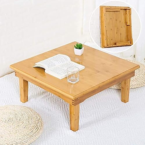 SH-tables Folding Table, Japanese-Style Household Square Bamboo Table, Computer Table, Desk, Low Bamboo Table, Multi-Function Small Dining Table, Various Sizes (Size : 80x80x47cm) - 80x80x47cm