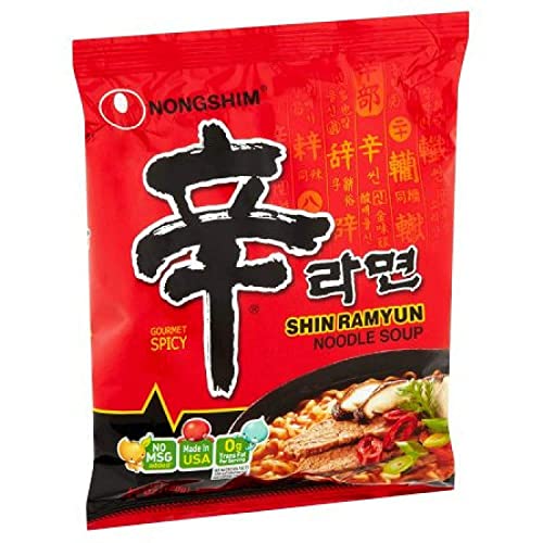 NongShim Shin Ramyun Noodle Soup, Gourmet Spicy, 4.2 Ounce (10 Pack) - 119.1 g (Pack of 10)
