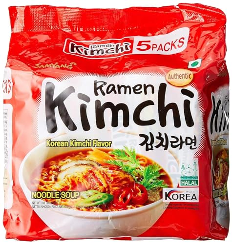 Samyang Kimchi Ramen Noodles (1 Bag Includes 5 Packs- 120g x 5)