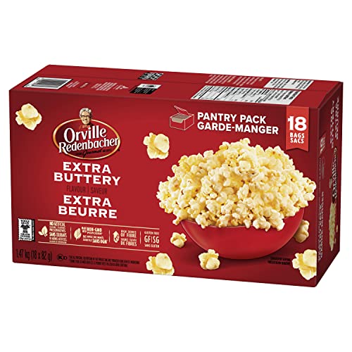 Orville Redenbacher Microwave Popcorn, Extra Buttery, Red, 81.94 g (Pack of 18)