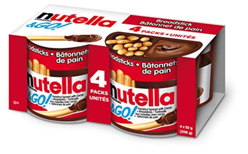 NUTELLA & GO! Hazelnut And Cocoa Spread With Breadsticks, Snack Packs, Perfect Bulk Snacks for Kids, 52 Grams, Ideal Stocking Stuffer, Pack of 4 - Nutella & GO! - 4 Pack