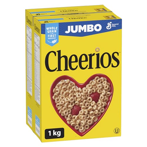 CHEERIOS - JUMBO SIZE PACK Cereal Box, Original, Whole Grain is the First Ingredient, No Artificial Colours, No Artificial Flavours, 1 Kilogram Package of Cereal