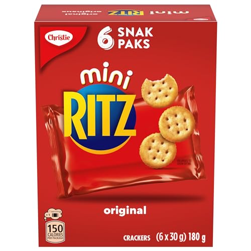 Ritz Crackers, Mini Snack Pack, School Snacks, 180g - Reselable Packaging - 1.05 Ounce (Pack of 6)