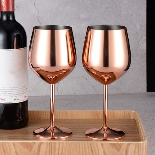 2Pcs Stainless Steel Wine Glasses 18oz Large Capacity Wine Goblets Unbreakable Rose Gold Wine Glasses Stainless Steel Wine Glass for Party Office Wedding Anniversary (Rose Gold) - Rose Gold