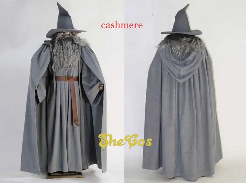 Gandalf costume cosplay gray wool cloak hooded Lord of rings Gandalf hat linen cotton
