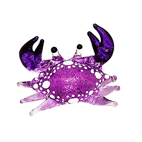 WitnyStore 1⅜" Long Sparkling Purple Glass Crab Figurine Animal Sea Life Crystal Hand Painted Miniature Collectible Figure Decor Gift - 1⅜" Sparkling Purple