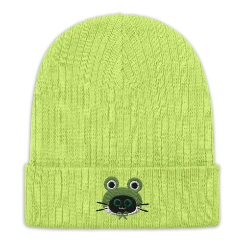 Frog Hat Ribbed knit beanie | Acid Green