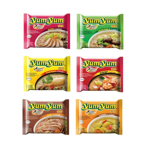 Pamai Pai 30 x 60g YumYum Instant Noodle Soups, 6 Delicious Types, Yum Yum Chicken Beef Duck