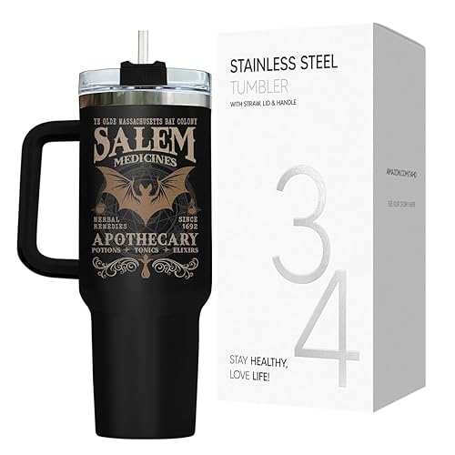 34HD Witches Gifts for Christmas Halloween, 40oz Witch Tumbler with Handle and Straw, Salem Witch Coffee Travel Mug, Witch Themed Gothic Tumbler, Witchty Gifts for Women - Black 2 - 40 Oz