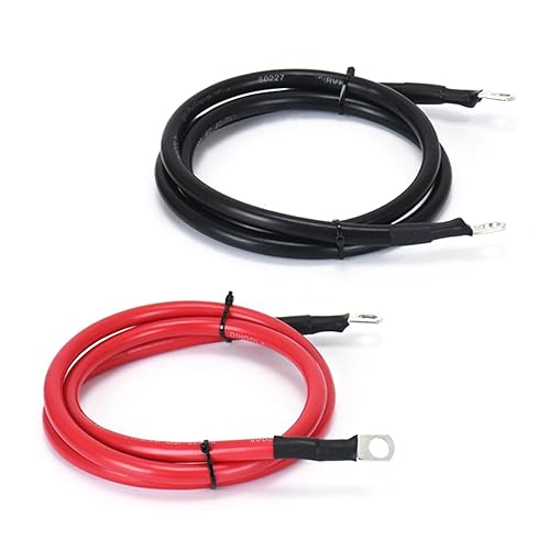 4 AWG Battery Cable 4FT 4 Gauge Pure Copper Battery Inverter Cables with 3/8 in Lugs Both Ends Power Inverter Wire Set for Automotive Solar Power Inverter Marine Boat RV Car Motorcycle (4 FT) - 4 FT-4 AWG