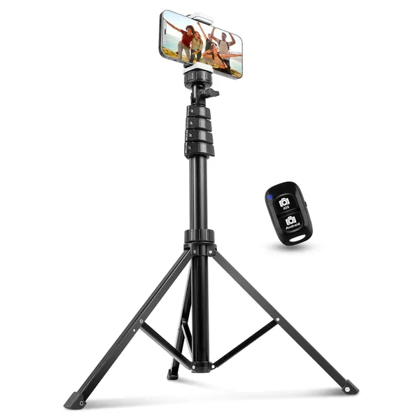Aureday 62" Phone Tripod Stand with Wireless Remote and Universal Head Mount