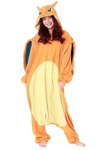 SAZAC Pokemon Charizard Kigurumi Onesie - Adult Halloween, Cosplay, Loungewear - Ultra Soft & Cozy - Unisex - X-Large