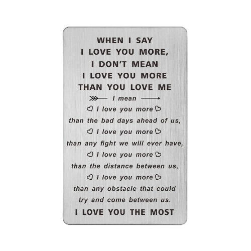 TANWIH When I Say I Love You More Wallet Card, I Love You Gifts for Him Her, Anniversary Cards Gift for Men Husband, Sentimental Long Distance Presents