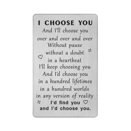 TANWIH I Choose You Wallet Card Gift, Groom Gifts from Bride on Wedding Day, I Love You Cards Gifts for Him Husband, Engagement, Valentines