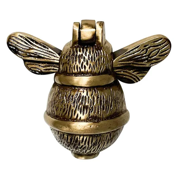 Solid Brass Antique Black Finish Bumblebee Door Knocker for Front Door 4x4.5". Handmade Delightful Detail, High Quality at Affordable Price. Unique Pear Shape. A Symbol of Good Fortune