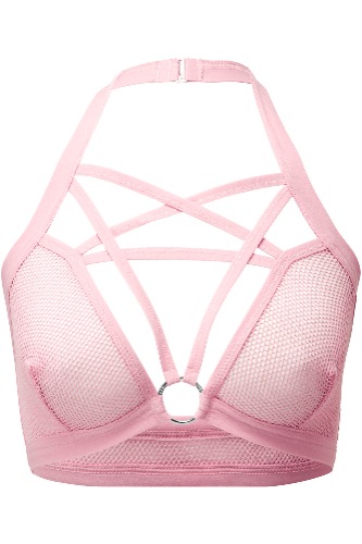 Possess Me Fishnet Bralet [PASTEL PINK] | M / Pastel Pink / 95% Polyester 5% Elastane