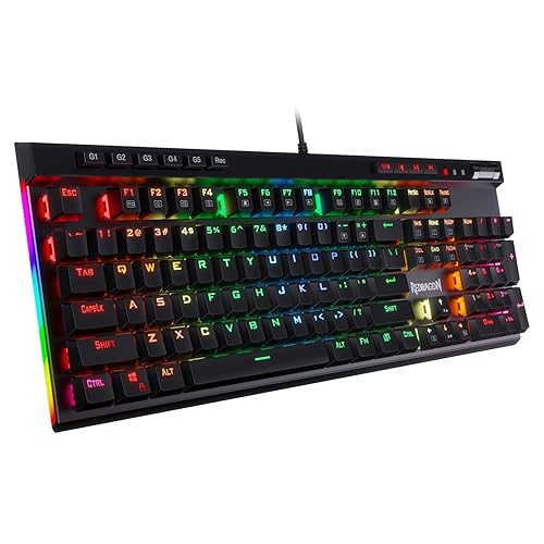 Redragon K580 VATA RGB LED Backlit Mechanical Gaming Keyboard with Macro Keys & Dedicated Media Controls, Hot-Swappable Socket, Onboard Macro Recording (Blue Switches) - K580 Wired - Blue Switch