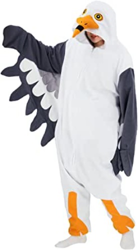 Adult Seagull One Piece Pajamas Animal Cosplay Halloween Costume for Men Women - X-Large