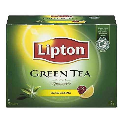 Lipton Lemon Ginseng Green Tea for a Smooth and Mellow Experience 100% Rainforest Alliance Certified 72 Tea Bags