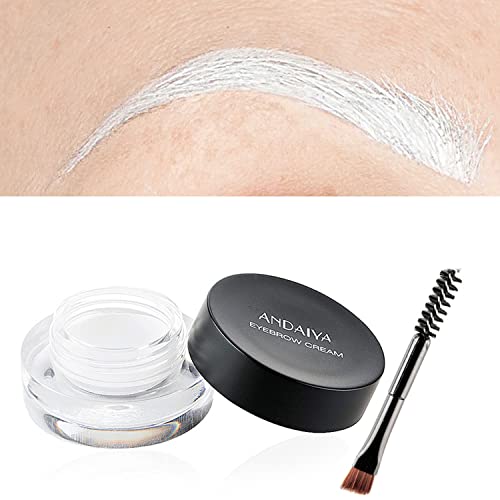 MAEPEOR 12 Colors Eyebrow Pomade Full-pigmented Long Lasting Waterproof Eyebrow Cream Gel Filling & Shaping Tinted Eyebrows Enhancers with Brush for Daily or Cosplay (05 White Out) - 05 White Out