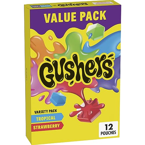 Gushers Fruit Flavored Snacks, Strawberry Splash and Tropical, 12 ct - Variety Pack - 0.8 Ounce (Pack of 12)