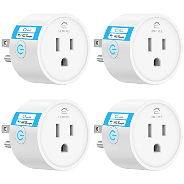 EIGHTREE Smart Plug, Smart Plugs That Work with Alexa and Google Home, Compatible with SmartThings, Smart Outlet with WiFi Remote Control and Timer Function, 2.4GHz Wi-Fi Only, 4Packs - 4 Pack