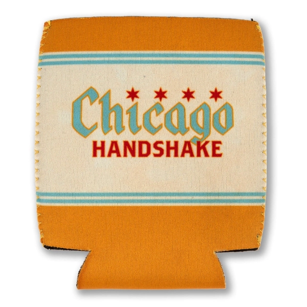 Chicago Handshake Can Cooler - Old Style Can Cooler, Chicago Beverage Sleeve, Chicago Can Cooler, - Designed in our Chicago Studio