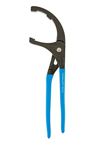 CHANNELLOCK 212 12-inch Oil Filter/PVC Pliers | Made in USA | 2.5 to 3.75-inch Jaw Capacity | Forged High Carbon Steel | Ideal for Engine Oil Filters, Conduit, and Fittings , Blue