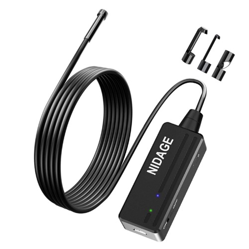 NIDAGE Wireless Endoscope for Automotive Inspection Semi-Rigid Flexible Waterproof 5.5MM WiFi Borescope Camera Compatible Android and iOS Smartphones, iPhone, iPad (4.92FT) - 