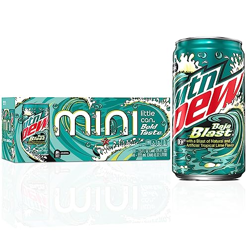 MTN DEW Baja Blast Mini Cans, 7.5oz Cans, (10 Pack), Limited-Time Only - Baja Blast Mini Can
