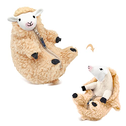 AGRIMONY Cute Shaved Sheep Toys Kawaii Lamb Plushies Gifts Fun Funny Mothers Day Valentines Birthday Easter Sheep Plush Gifts for Kids Women Mom Teenage Girls Boys Stuffed Animal Sheep Decor - A-lightyellow
