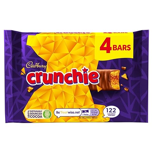 Original Cadbury Crunchie Chocolate Bar Pack, Candy Imported From The UK England The Best Of British Honey Comb Coated In Chocolate Crunchie Bar