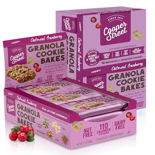 Cooper Street - Chewy Granola Bakes, Cranberry Oatmeal Cookies, Oatmeal Bars Alternative, Guilt-Free Snacks/Breakfast Cookies, No Nuts, Dairy, Soy & Artificial Ingredients, 12ct Economy 2 Packs - Oatmeal Cranberry - 12 Count (Pack of 2)
