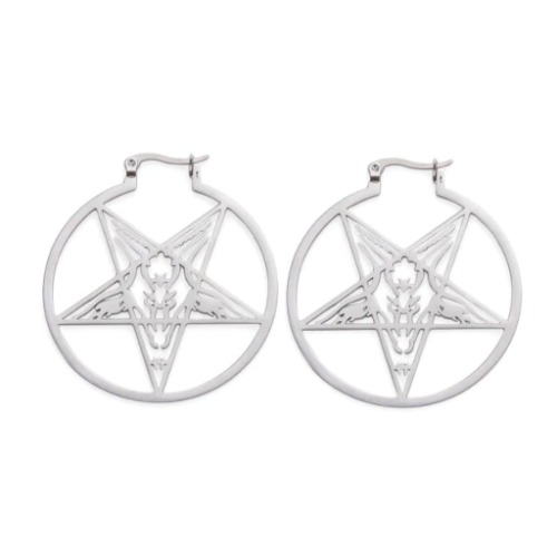 Baphomet Pentagram Hoop Earrings